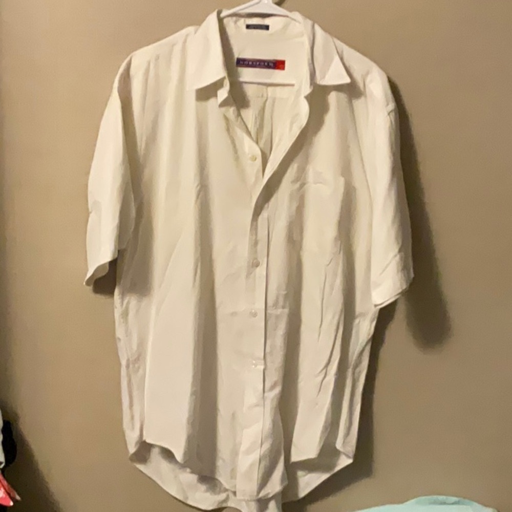 Nordstrom Cream Casual Button Down Shirt Relaxed Fit
